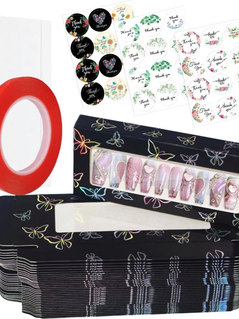 74PCS Press on Nails Packaging Box, Nail Boxes for Business Salon